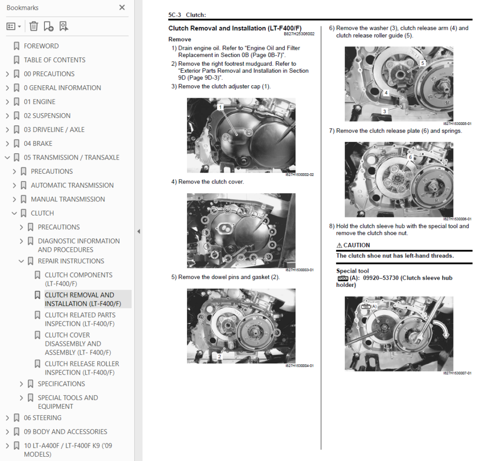 08-09 Suzuki LTF400 LTA400 service repair manual sample page