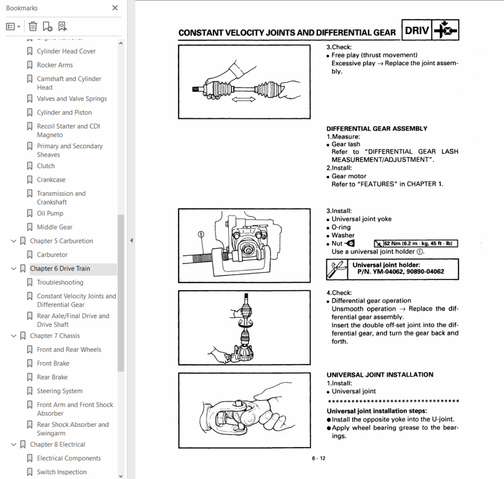 Yamaha Grizzly 600 service manual sample page