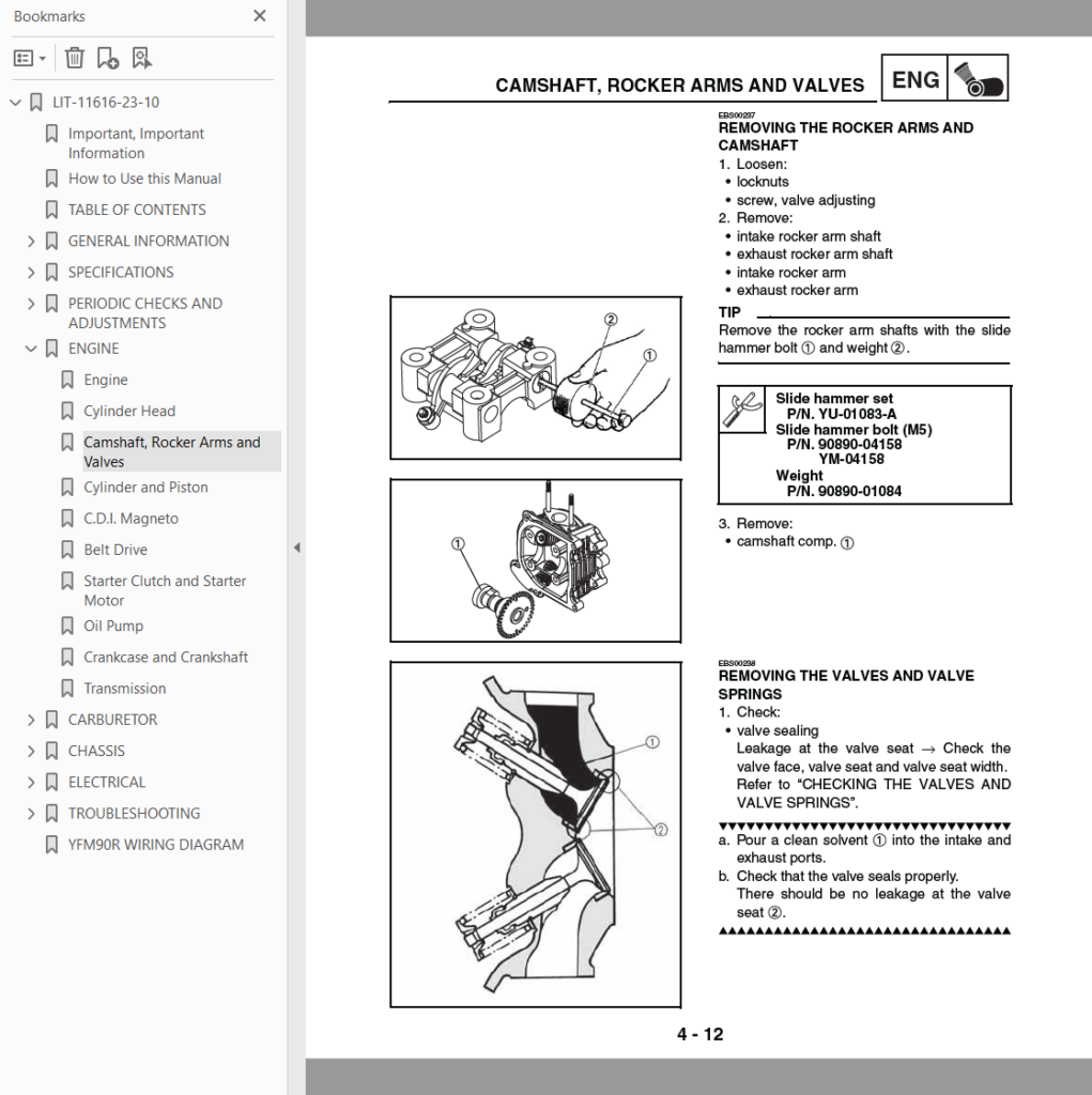Yamaha Raptor 90 service manual pdf sample page