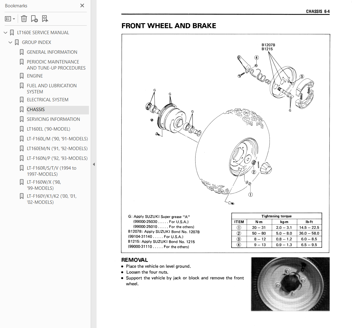 1989-2002 Suzuki LT160 Quadrunner Service Manual (LATEST
