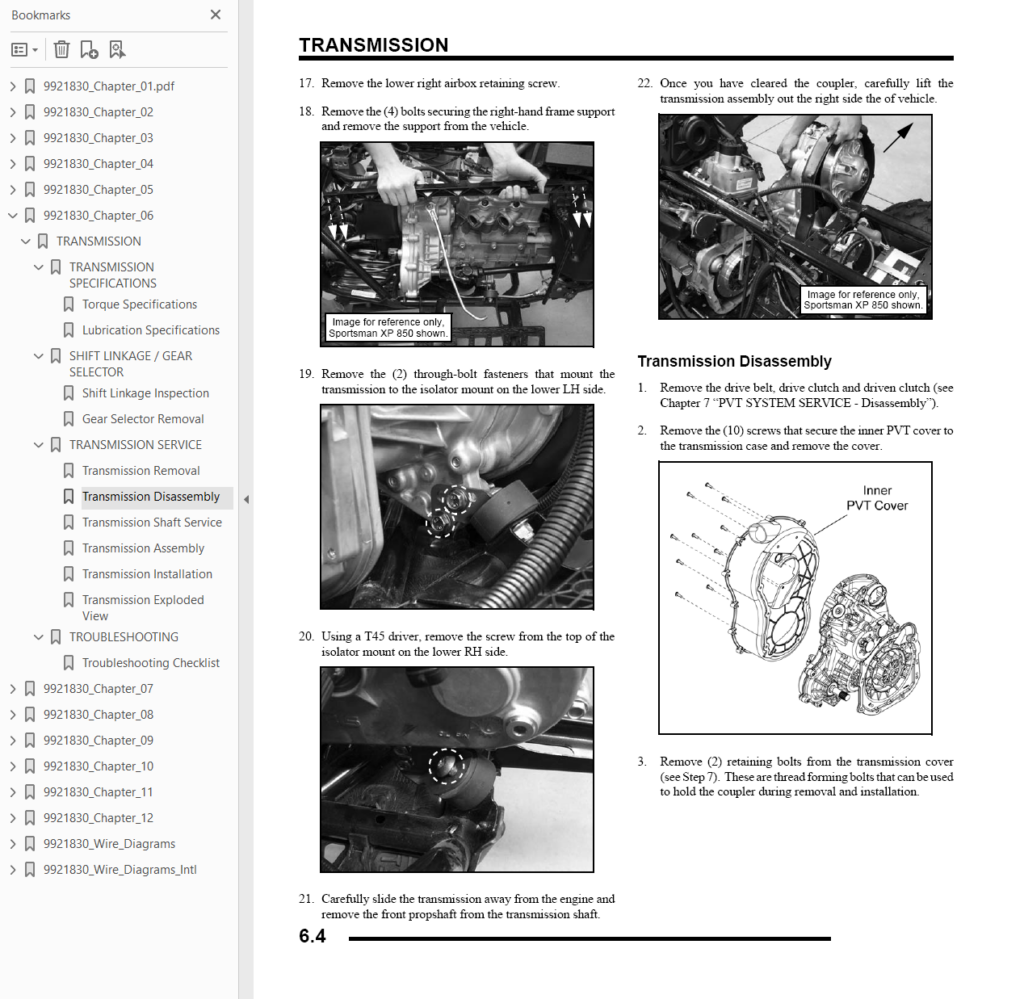 2009 Sportsman XP 550 service repair manual sample page